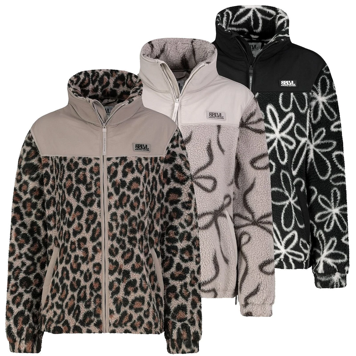 Sublevel Damen Teddyfleece-Jacke Damenjacke Fleecejacke Teddyjacke Leo LSL-544