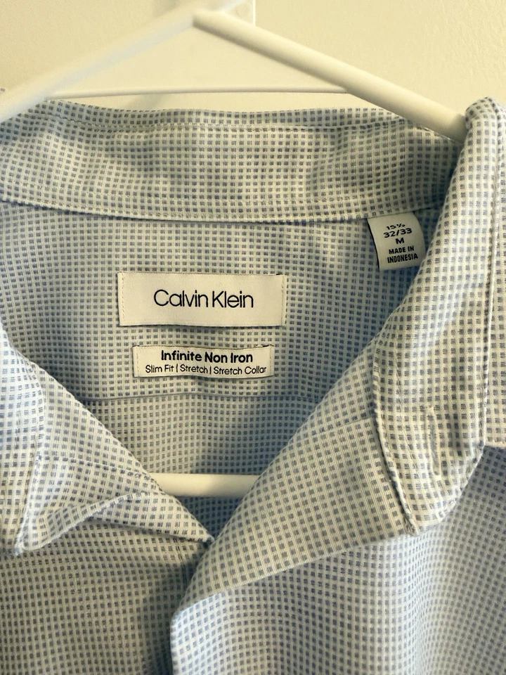 Calvin Klein Men's Slim Fit Infinite Non Iron Shirt Blue 15.5 Medium 32/33 - Image 2 of 4