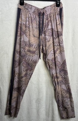 Womens Maaji Leaf Print Tropical Palm Print Joggers Activewear Purple Size L
