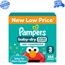 Pampers Baby Dry Baby Diapers Size 3, 104 Count Select for More Options 