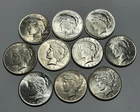 1922-1926  MIXED BU PEACE DOLLAR HALF ROLL / 10 COINS