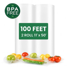 Vacuum Sealer Bags Rolls 2 Pack 11"x50 Feet Heavy Duty for Food Saver Storage