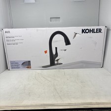 KOHLER Avi Pull Out Sprayer Kitchen Faucet w/ 180  Spout Swivel in Matte Black