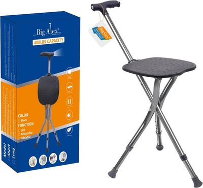 #ad Cane with Seat Portable Walking Stick Folding Chair Lightweight Aluminum Mobi... $67.18