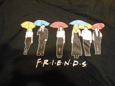 FRIENDS TV SHOW Novelty T-Shirt Size Small - Characters w/Umbrellas VGC