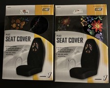 Set Of 2 Peace Sign Black Bucket Seat Covers Soft Velvet Like Fabric