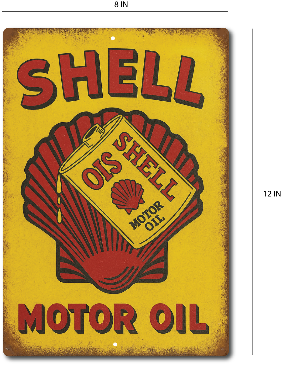 その他 Vintage Shell Oil l Sign Vintage Shell Motor Oil Tin Sign – Retro Gas & Oil Can Design