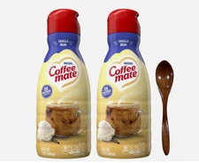 CoffeeMate Vanilla Bean Liquid Coffee Creamer 32 oz 2 pack w/ Wooden Spoon