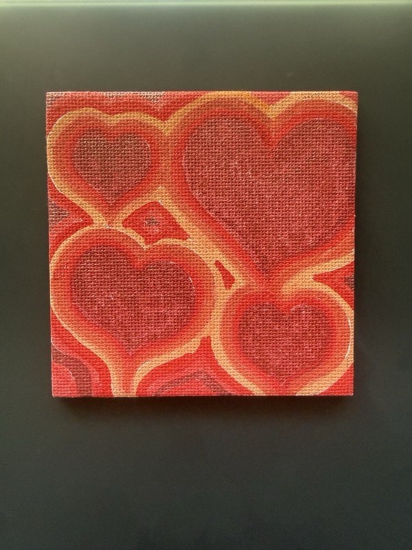 Handmade Magnet Red Orange Hearts Valentines For Home Decor Fridge Small Art