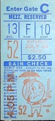 Reds Mets Ticket Stub Mr Met Logo MLB Lee May x2 HRs Tom Seaver Loss 7/28/1968