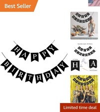 Happy Birthday Banner, Black Happy Birthday Decorations Birthday Sign for Bir...