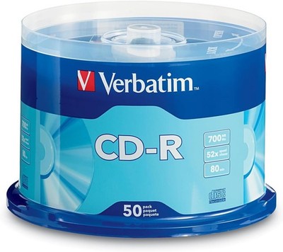 Verbatim CD-R 700MB 80min 52X Recordable Discs 50-Pack Silver
