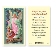 Guardian Angel - Angel of God Laminated Holy Card - E24-350