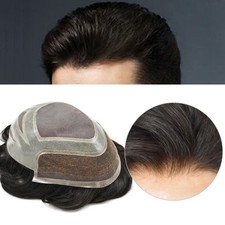 Lace Front Mens Toupee Human Hair Replacement System Skin PU Toupee for Men