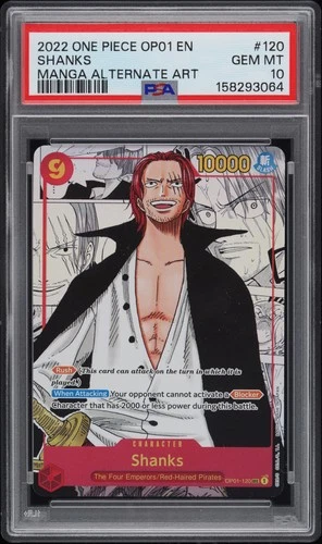 2022 ONE PIECE OP01-ROMANCE DAWN MANGA ALTERNATE ART #120 SHANKS PSA 10