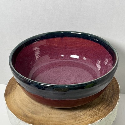 Stunning Studio Pottery Raspberry Glaze Serving Console Bowl Signed R. Hitt 9.75