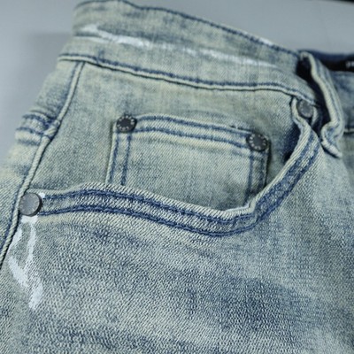 Serenade Jeans Mens 32x32 Blue Skinny Paint Splatter Distressed