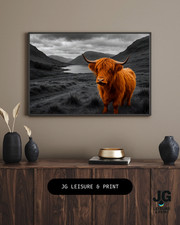 Highland Cow Bild - Wandbild Poster Druck Schottland Landschaft A5 A4 A3 A2 A1