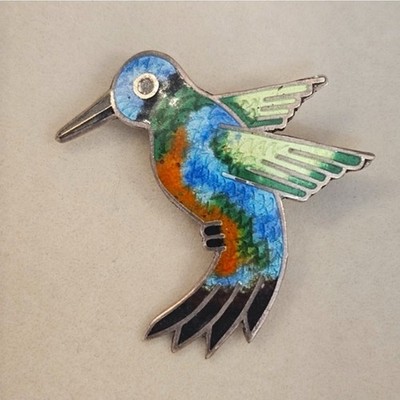 Sterling Silver Jeronimo Fuentes Enamel Colorful Bird Brooch TF-32 925 Mexico