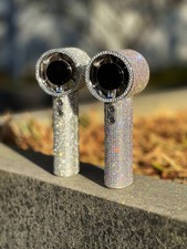 Portable Luxury Full Diamond Handheld Fan - USB-C Charging, Mini Fan  WHITE  