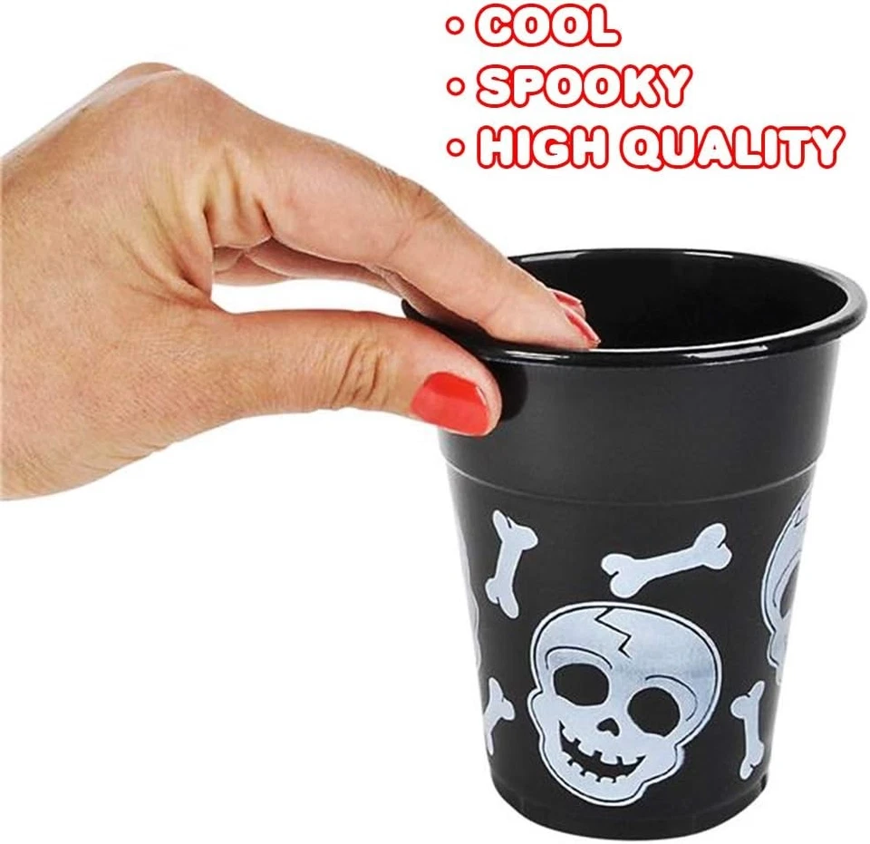 ArtCreativity 50 set Halloween Skull Cups 50 Count (Pack of 1), Black Pirate - Image 4 of 4