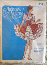Vintage Square Dancing Dress Authentic Patterns 317 Unused Ruffles Sz 12-14-16