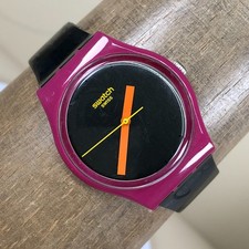 Swatch Swiss Unisex Dress Black Dial Dance Time GP135 Quartz 34mm Watch 7 1/4"