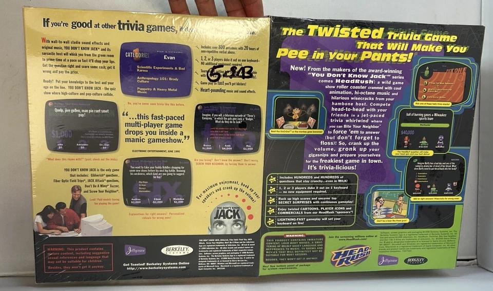 Vintage You  Don't Know Jack and Head Rush Combo Big Box Game -NEW and SEALED!! - Image 2 of 4