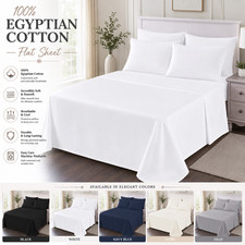 Luxury 100% Egyptian Cotton Flat Sheet Bed Sheets 400TC Single Double King Size