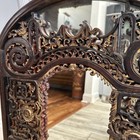 Pr Antique Chinese Red Brown Chinoiserie Gilt Carved Wall hanging Mirrors — photo 6
