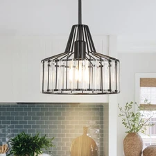 Modern Crystal Pendant Light Fixture,1-Light Mini Chandeliers,Matte Black Han...