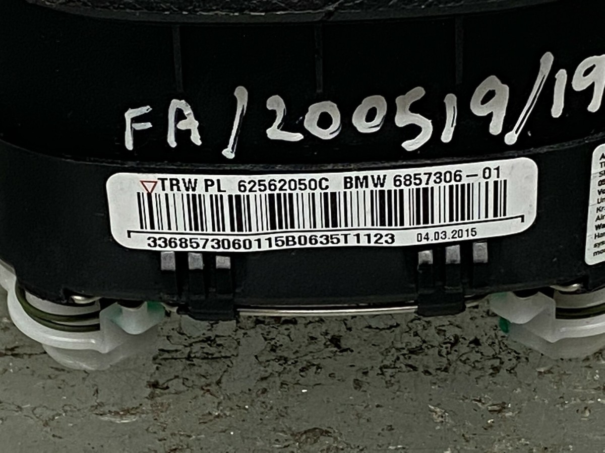 AS) BMW 1 SERIES F20 2015 STEERING WHEEL AIRBAG BLACK 62562050C 