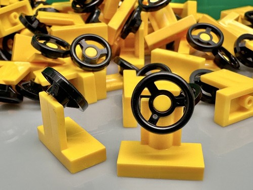 Lego Lenkrad in gelb, 73081 aus Autozug 7939, Fahrzeug, 10 Stück