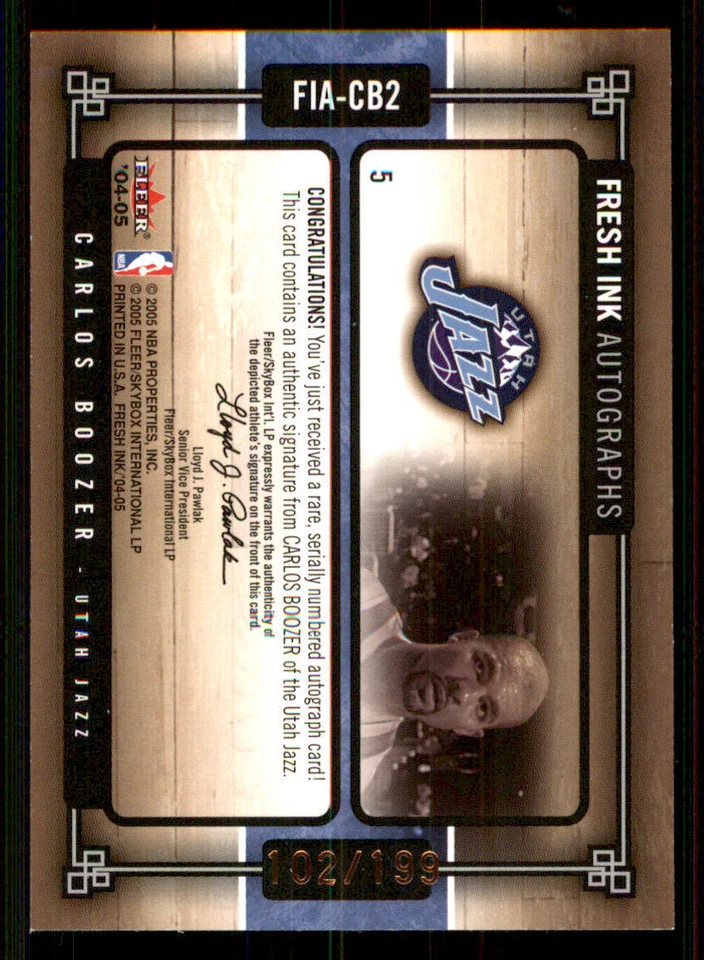 2004-05 SkyBox Fresh Ink AUTO #CB Carlos Boozer /199 - Image 2 of 2