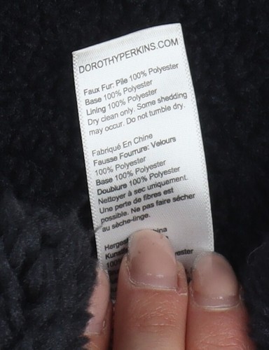 Dorothy Perkins Women's Black Faux Fur Overcoat Size 12 - Picture 4 of 12