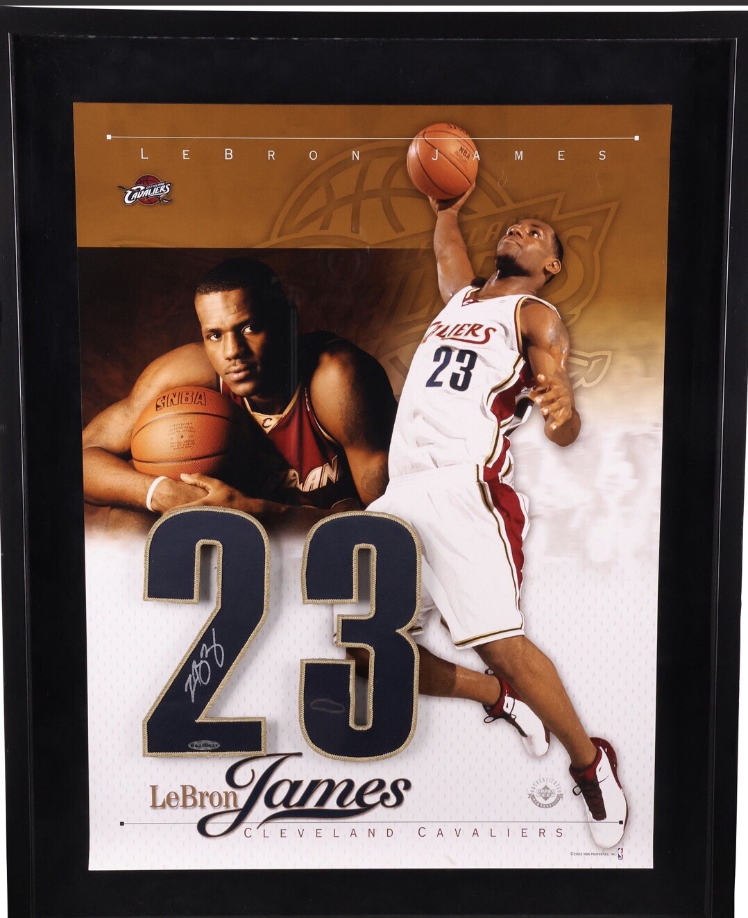 LeBron James Autographed Signed 2003 Rookie Jersey Number Patch Framed Display UDA PSA 
