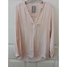 Anthropologie Dolan Left Coast XS V-neck Long Sleeve Top Blush Peach Semi Sheer