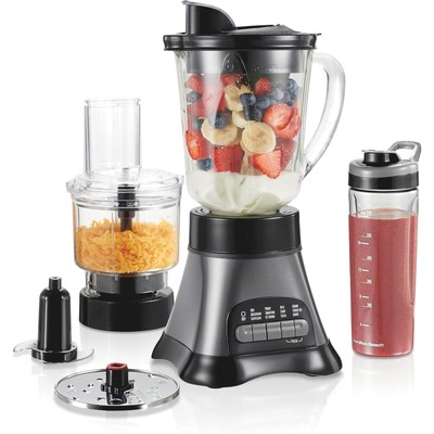 Blender for Shakes and Smoothies & Food Processor Combo, 700 Watts, Gray & Black