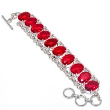 Red Garnet Gemstone Handmade 925 Sterling silver Bracelet Size 7-8