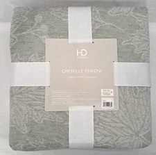 HD DESIGNS TEDDY Gray Chenille THROW BLANKET Light Weight Spring OEKO TEX 50X70"