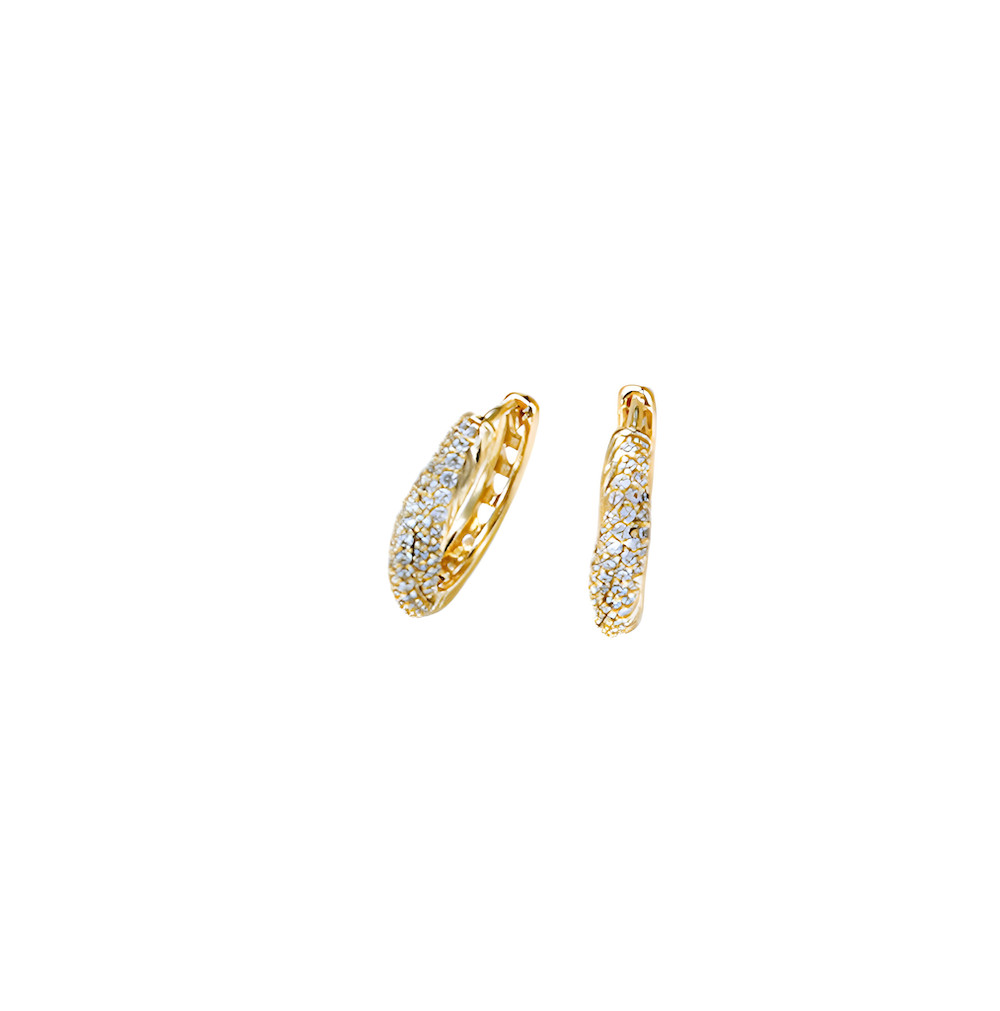 Créoles en or jaune 585/1000 et cristal éclatant pour femme