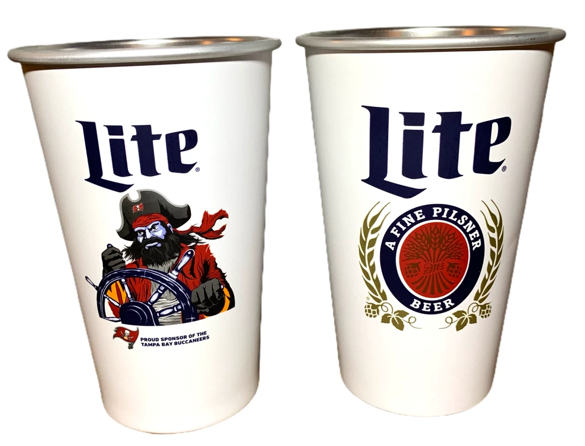 Miller Lite 16 oz Aluminum Cups - Florida Tampa Bay Buccaneers, Set of Two (2)