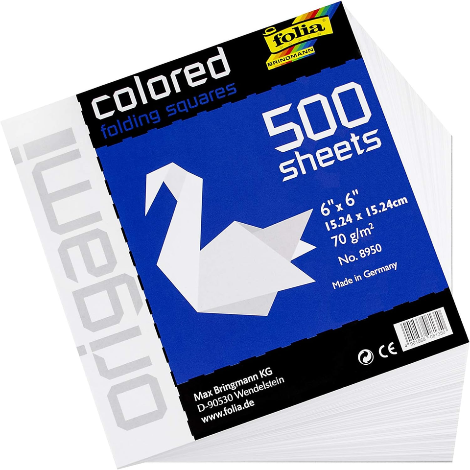Art Products Folia 500 Sheet Origami Paper Bulk Pack, 6" X 6", White eBay