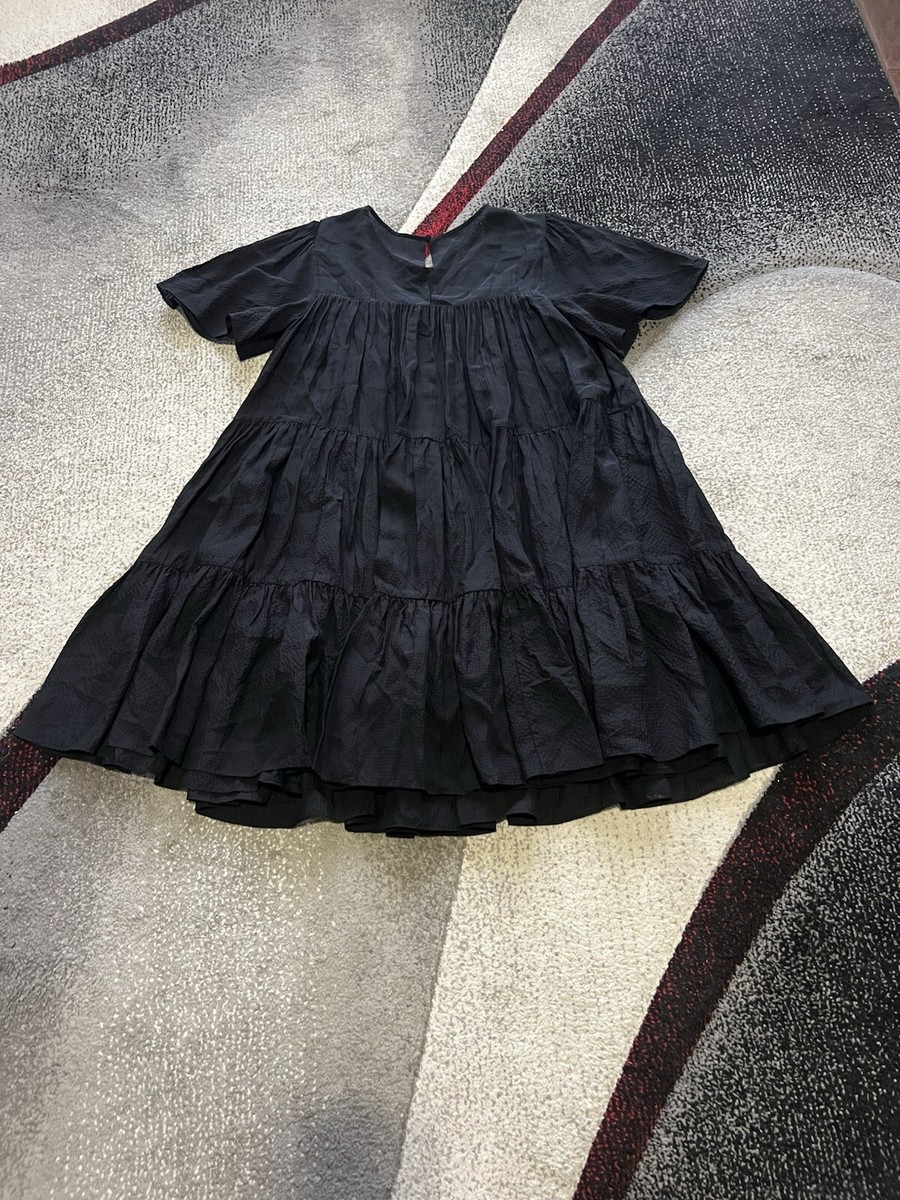 Anine Bing Tabitha Silk Tiered Babydoll Goth Dress S