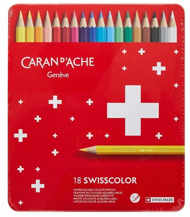 CARAN D'ACHE CARAN D ACHE Buntstifte Swisscolor Holzmalstifte Zeichenstifte 18er Metalletui