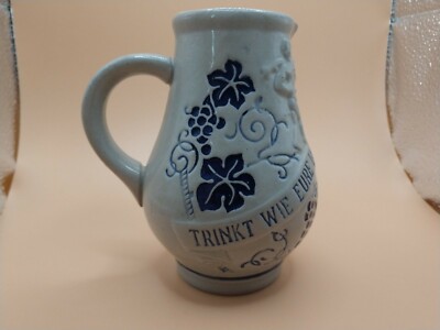Vintage 5'' German Stoneware Pitcher ''TRINKT WIE EURE VATER AUS STEIN DEN WEIN''
