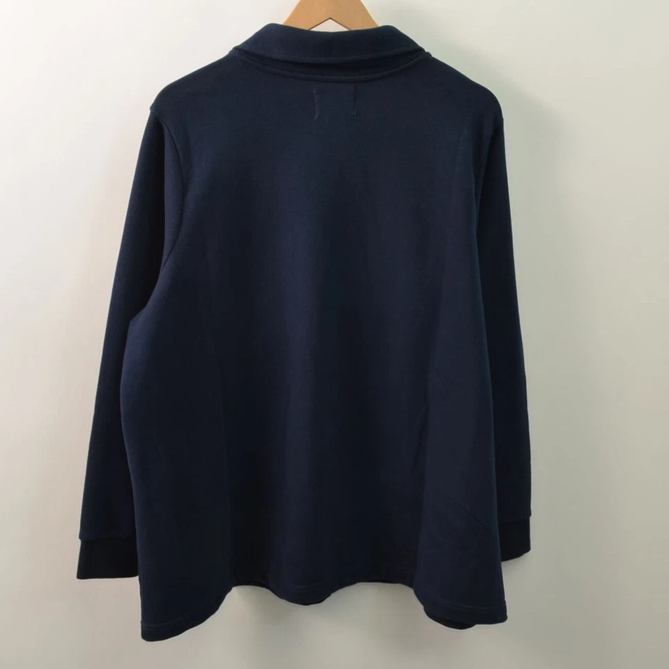 Suéter Pullover Lands End Serious para Mujer 2X Azul 1/4 Cremallera Bolsillo Suave Foto 2 de 4