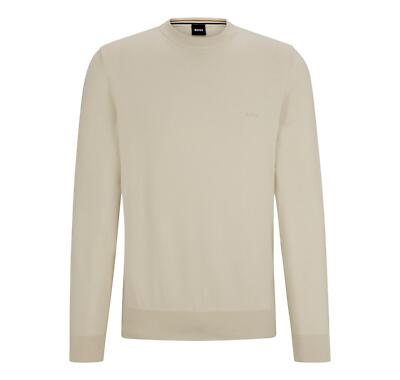 Boss Pullover Herren aus Baumwolle mit Logo Bestickt Pacas L 50506023 Hellbeige