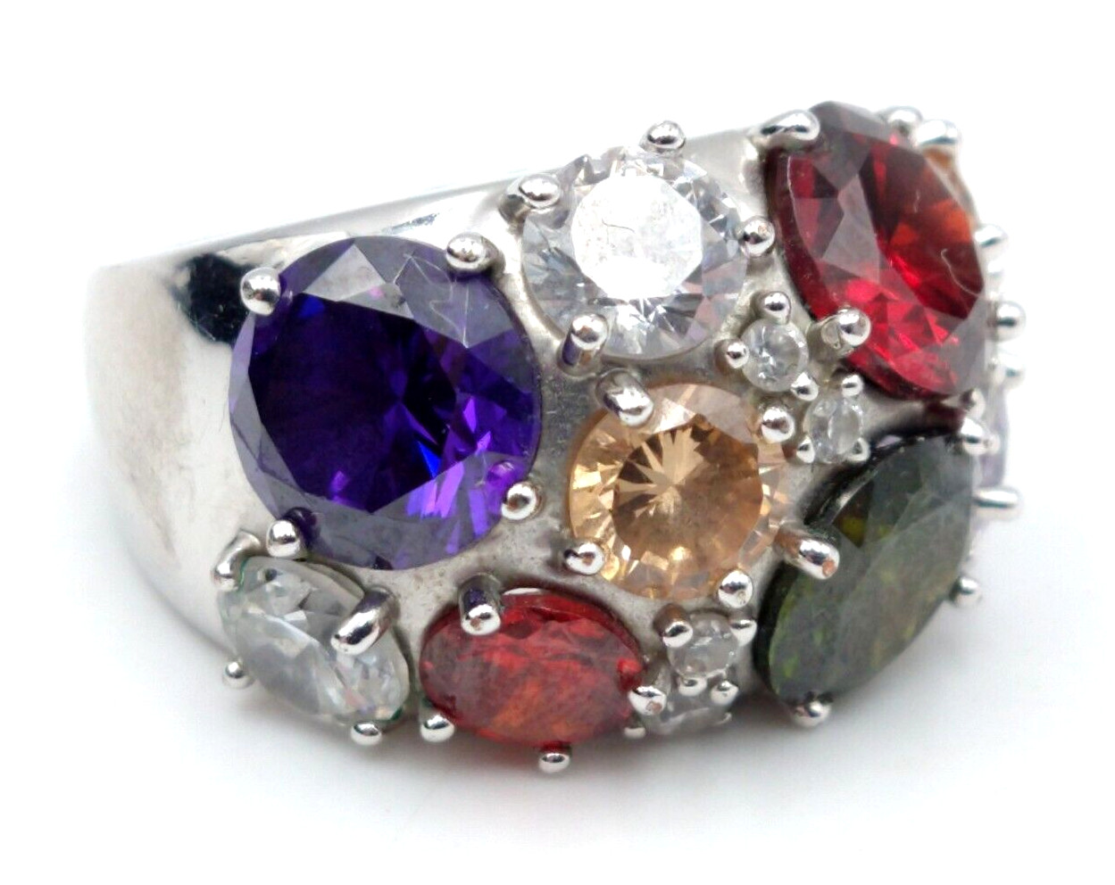 NVC Womens STATEMENT Cocktail Ring Multicolor Gla… - image 1