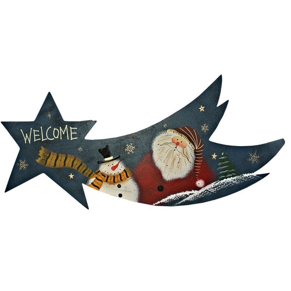 HäNgedeko Weihnachten TüRschild Holz Schild Led Beleuchtung Weihnachtss Stern-image
